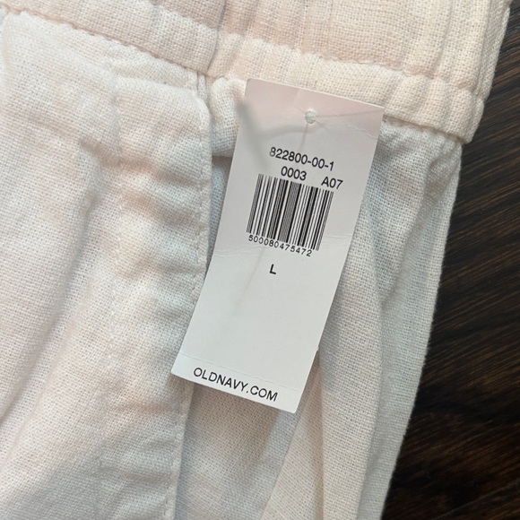 Old Navy White linen Wide Leg Pants, front and back pockets. Draw string waist - Picture 3 of 4